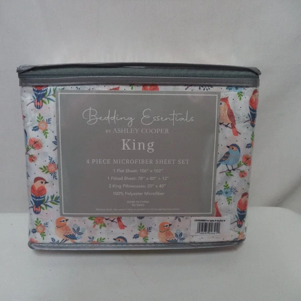 Ashley Cooper Birds of a Feather 4 piece Micro Fiber King sheet set NEW NWT